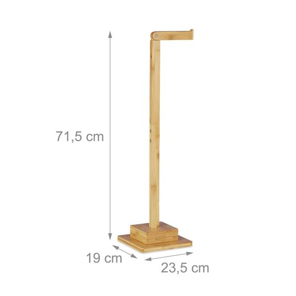 Bamboo toilet paper holder – free-standing WC paper stand for 6 rolls – drill-free, moisture-resistant, 71.5x23.5x19cm – brown