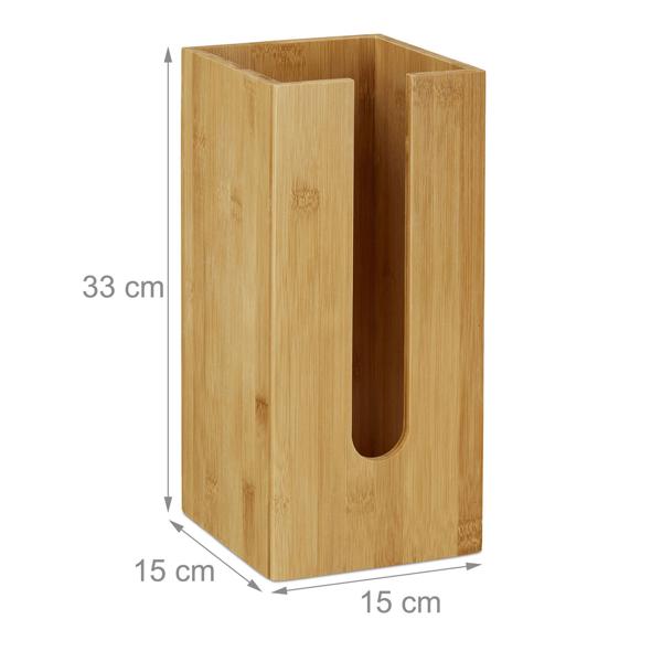 WC-Papier Halter aus Bambus - Ersatzrollenständer stehend mit Platz für 3 Rollen - Kein Bohren - Modernes Design - 33x15x15cm Braun