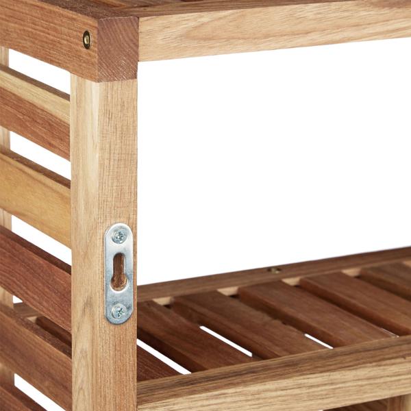 Walnut wall shelf for hanging – Modern floating shelf for decor & books – 50 x 50 x 15 cm – Easy installation – Stylish storage with compartments