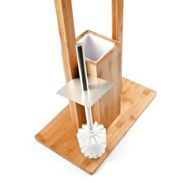 Moderne Bambus WC-Garnitur - Toilettenpapierhalter mit Klobürstenständer - Kein Bohren - Hygienisch, feuchtigkeitsresistent - 82x36x21cm