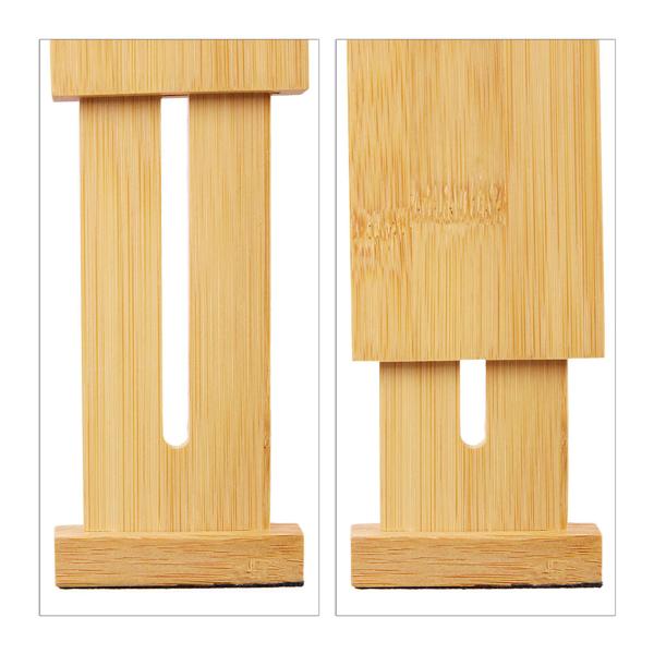 Set of 4 bamboo drawer dividers – drawer insert dividers with tension springs & fleece – flexible length – 6×1.5×55 cm brown – for kitchen, office, bathroom