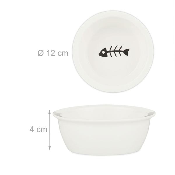 Double feeding bowl with bamboo stand – 2 ceramic bowls – Raised feeding station, ergonomic & hygienic for dogs & cats – 5.5 x 29.5 x 14 cm