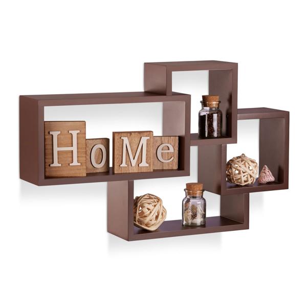 Étagère murale à suspendre – étagère en MDF brun – 42 x 69 x 12 cm – design moderne – idéale pour déco, cuisine et salle de bains – charge jusqu’à 8 kg