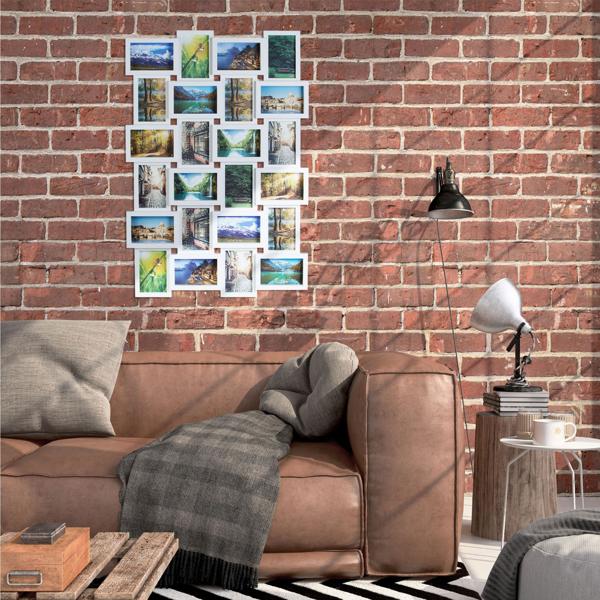 Photo frame for 24 photos, multi photo frame for hanging, white, 59 x 86 x 2.5 cm