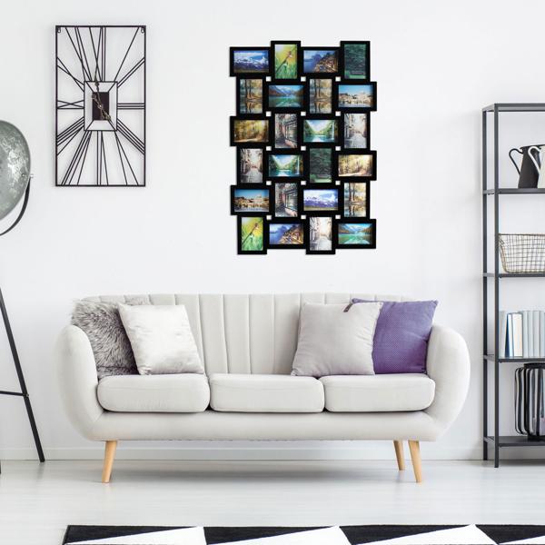 Photo frame for 24 photos, multi photo frame for hanging, white, 59 x 86 x 2.5 cm