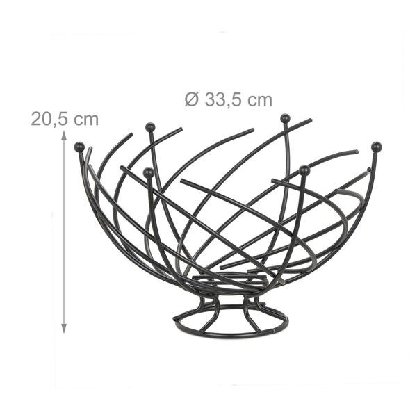Fruit basket made of iron, fruit bowl in decorative shape, black, 20,5 x 33,5 cm
