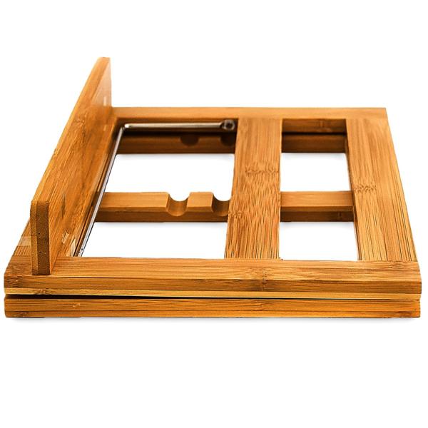 Bamboo cookbook stand, reading stand with 3-step inclination, 22 x 33 x 22.5 cm