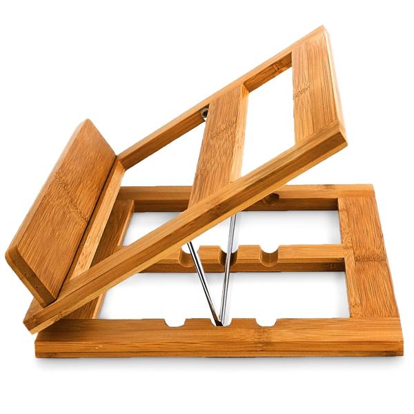 Bamboo cookbook stand, reading stand with 3-step inclination, 22 x 33 x 22.5 cm