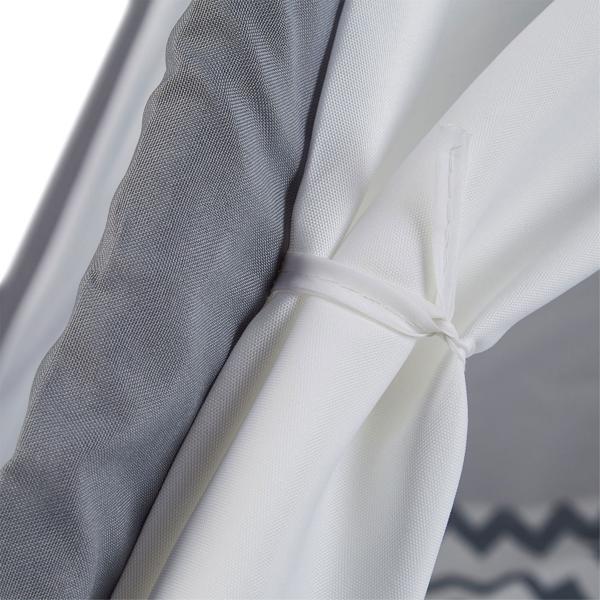 Tenda da gioco avventurosa per bambini, design teepee, grigio-bianco, 150x120x120cm - Tenda accogliente in poliestere e legno per bambini e bambine