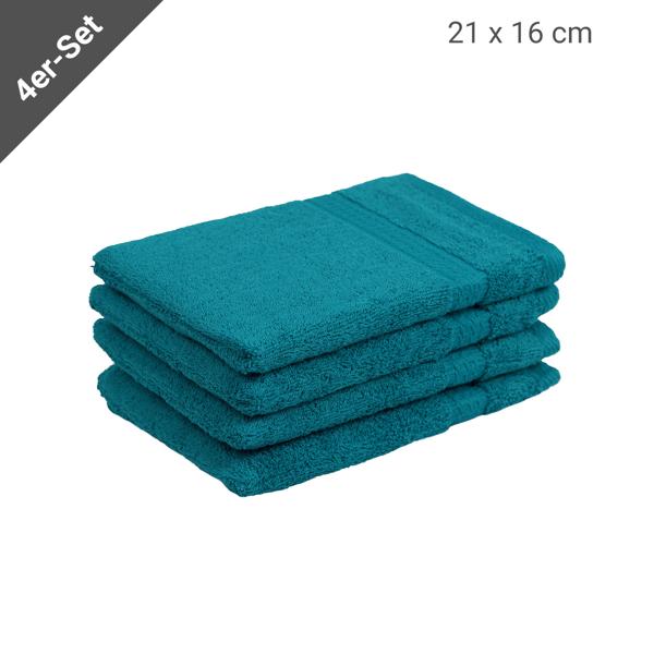 4er-Set Waschhandschuhe Frottee - Flauschig weich & saugstark, 100% Baumwolle, petrol - Langlebig, waschbar 60° & trocknergeeignet - 21x16cm, 500g/m²
