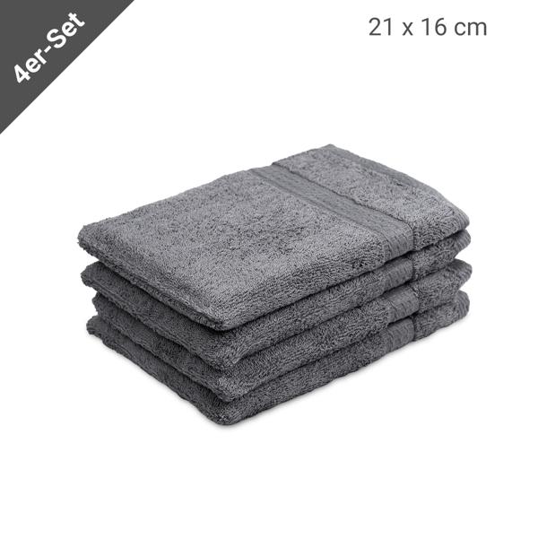 4er-Set Waschhandschuhe aus 100% Baumwolle, Waschlappen mit Schlaufe, anthrazit