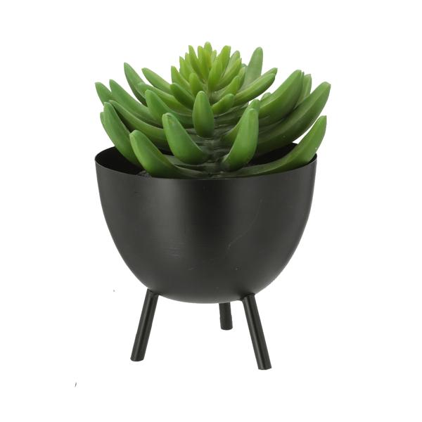 Blumentopf aus Eisen - Übertopf mit 3 Füssen für kleine Pflanzen - Schwarz, 14x11 cm - Ideal für Tisch, Regal, Fensterbank - Edle Deko & Aufbewahrung