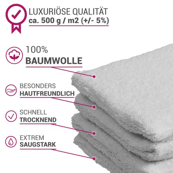 Lot de 4 gants de toilette 100% coton, blancs, lavettes en éponge avec boucle de suspension