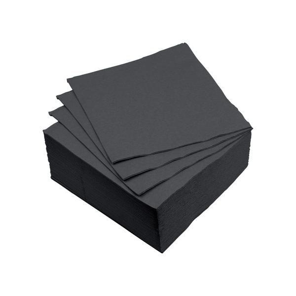 set di 40 tovaglioli di carta comune, a 2 veli, neri, 38 x 38 cm