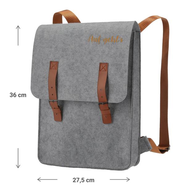 Zaino in feltro con scritta let‘s go, cartella con tracolla, grigio, 27,5 x 36 cm