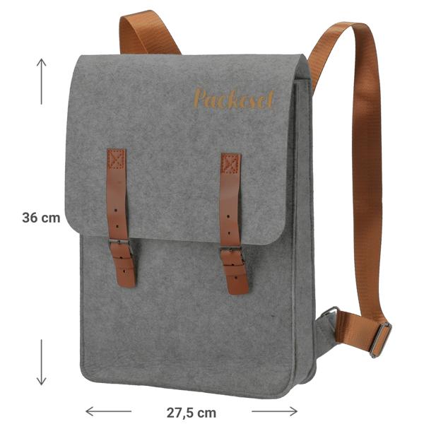 Zaino in feltro con scritta asino, valigetta con tracolla, grigio, 27,5 x 36 cm