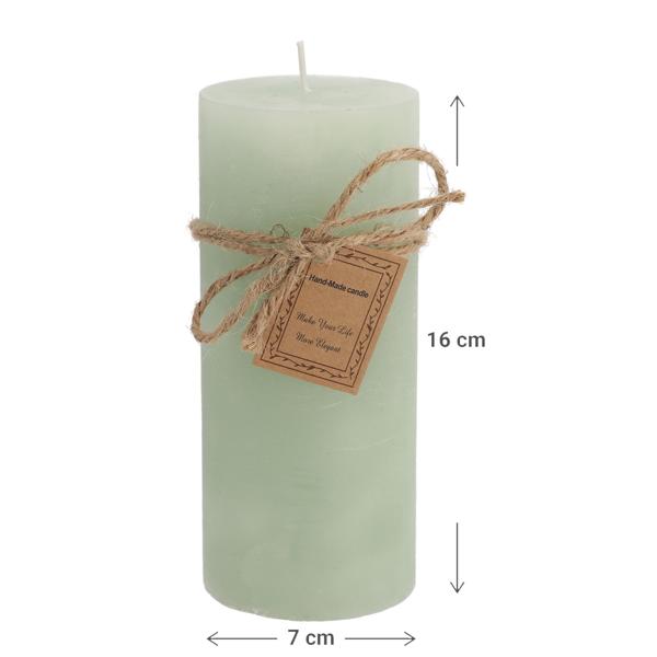 Gefrostete Stumpenkerze türkis - Dekorative Wachskerze in Säulenform mit Seilschleife - 7x16x7cm - Stimmungsvolle Lichtquelle für Wohnzimmer, Bad & Terrasse