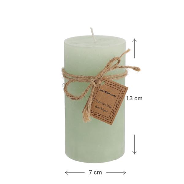 Gefrostete Stumpenkerze Türkis - Dekorative Wachskerze in Säulenform für behagliches Ambiente - 7x13x7 cm - Mit Geschenkschleife