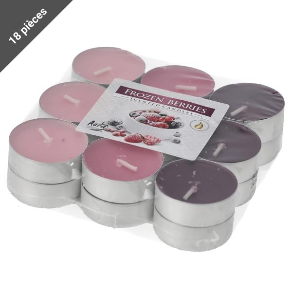 lot de 18 bougies chauffe-plat parfumées Frozen Berries, bougies parfumées roses, roses et violettes