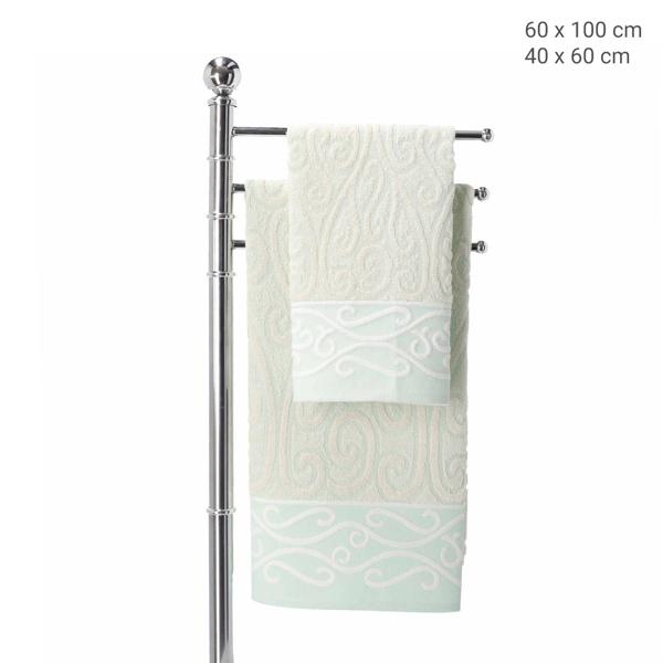 set of 2 towels 100% cotton, hand and guest towel, green, 60 x 100 cm, 40 x 60 cm