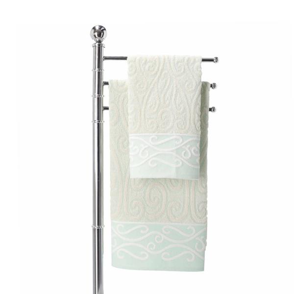 set of 2 towels 100% cotton, hand and guest towel, green, 60 x 100 cm, 40 x 60 cm