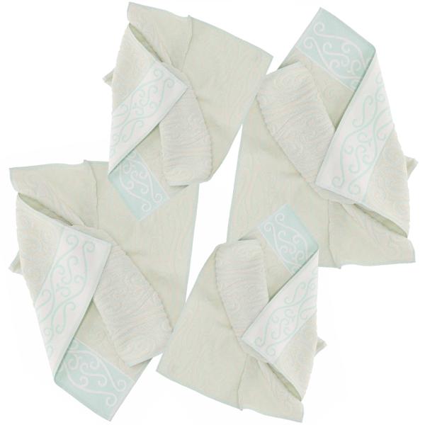 set of 4 towels 100% cotton, hand and guest towel, green, 60 x 100, 40 x 60 cm