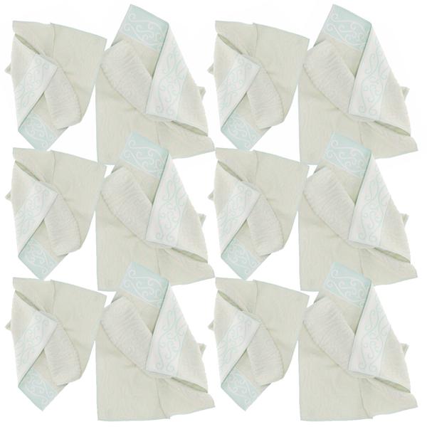 set of 12 towels 100% cotton, hand and guest towel, green, 60 x 100 cm, 40 x 60 cm