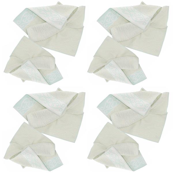 set of 8 towels 100% cotton, hand and guest towel, green, 60 x 100 cm, 40 x 60 cm