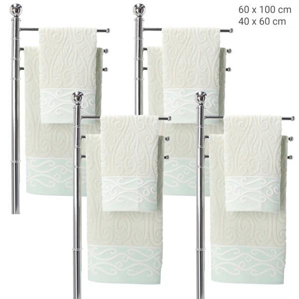 set of 8 towels 100% cotton, hand and guest towel, green, 60 x 100 cm, 40 x 60 cm
