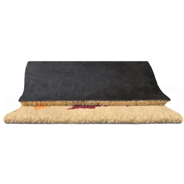 Semi-circular doormat, coconut dirt-trapping mat, black and brown, 40 x 80 cm