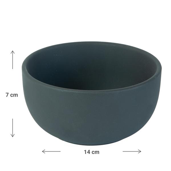 Tapas Set Keramik-Bambus - Schale mit Löffel für stilvolle Beilagen & Snacks - Matt Schwarz/Braun - 14x14x7cm - Edle Präsentation am Tisch