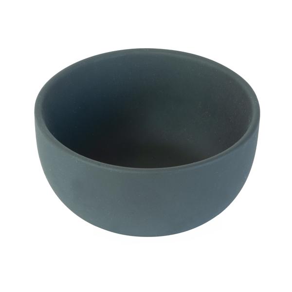 Tapas Set Keramik-Bambus - Schale mit Löffel für stilvolle Beilagen & Snacks - Matt Schwarz/Braun - 14x14x7cm - Edle Präsentation am Tisch