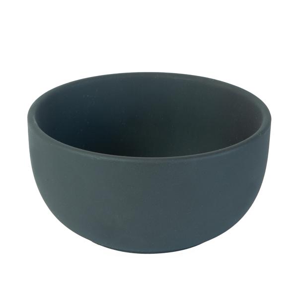 Tapas Set Keramik-Bambus - Schale mit Löffel für stilvolle Beilagen & Snacks - Matt Schwarz/Braun - 14x14x7cm - Edle Präsentation am Tisch