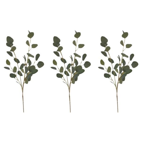 set of 3 Artificial Eucalyptus Bush, Polyester, PE, Wire, Green, 98 cm