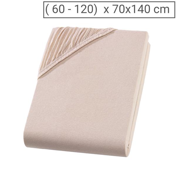 Drap-housse de qualité en jersey pour lit d‘enfant, 100% coton, beige, 60 x 120 - 70 x 140 cm