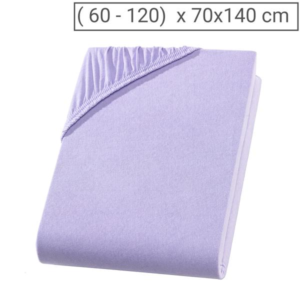 Drap-housse de qualité en jersey pour lit d‘enfant, 100% coton, lilas, 60 x 120 - 70 x 140 cm