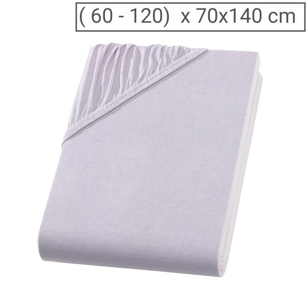 Drap-housse de qualité en jersey pour lit d‘enfant, 100% coton, argenté, 60 x 120 - 70 x 140 cm