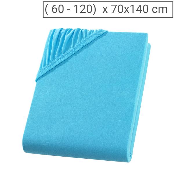 Drap-housse de qualité en jersey pour lit d‘enfant, 100% coton, turquoise, 60 x 120 - 70 x 140 cm