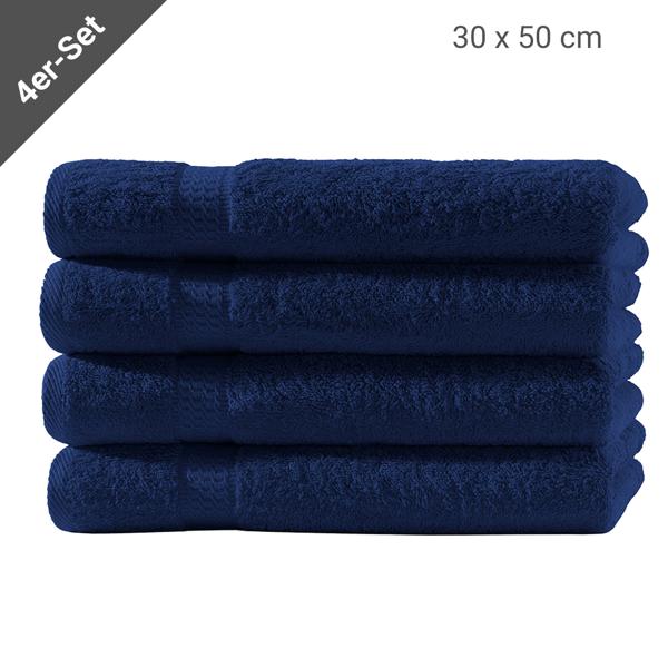 Gästetücher 4er-Set - 100% luxuriöse Baumwolle 500 g/m² - Weich, saugstark, schnelltrocknend - 30x50 cm Navy - Für Bad & Gäste WC - Waschbar 60°