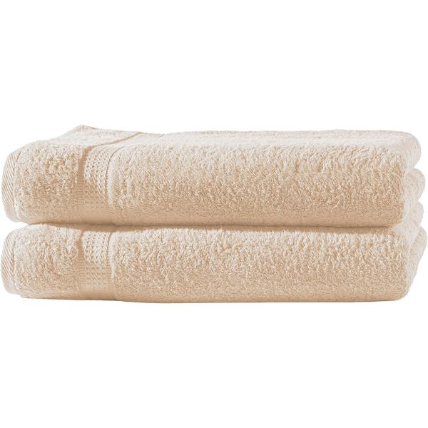 Lot de 2 draps de douche beige – 100% coton luxueux, 70 x 140 cm, 2 bordures – ultra doux, absorbants, OEKO-TEX Standard 100