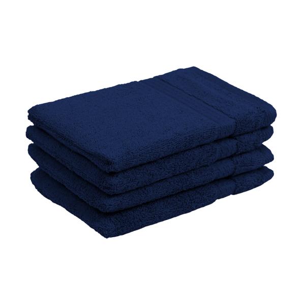 Gants de toilette 16 x 21 cm, 100% coton luxueux, lot de 4 gants de toilette en éponge, bleu marine