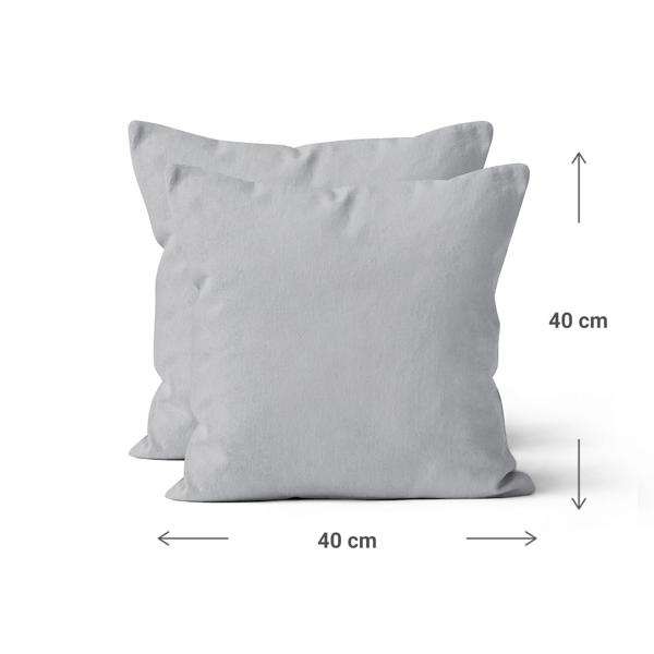 Cotton pillow covers, 2-piece set pillowcase 40 x 40 cm with zipper, silver