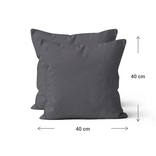 Federe in cotone, set di 2 Federe 40 x 40 cm con cerniera, antracite