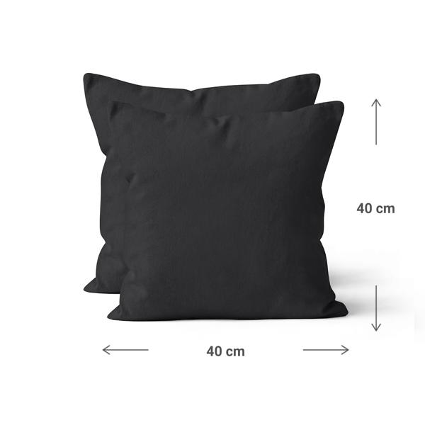 Federe in cotone, set di 2 federe 40 x 40 cm con cerniera, nero