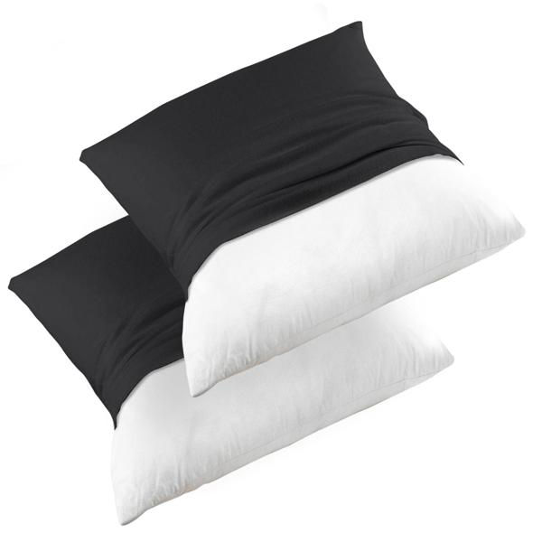 Fodere per cuscini in cotone, set di 4, 2 fodere e 2 imbottiture, ciascuna 40 x 40 cm, nero