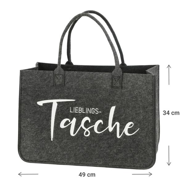 Sac en feutre Sac favori broderie, sac à provisions, environ 49 x 34 cm