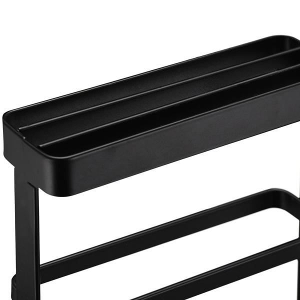 Schneidebrettständer & Messerhalter aus Metall - Schwarz - Küchen-Organizer mit 3 Messerschlitzen & Brettchenhalter - Modernes Design - 21,5x12x14cm