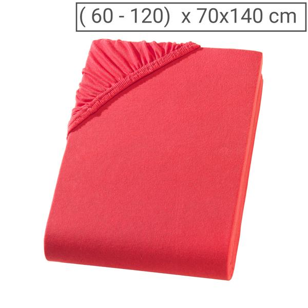 Drap-housse en jersey de qualité pour enfants, 100% coton, rouge, 70 x 140 cm
