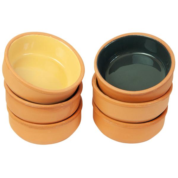 Tapas bowls 6-piece set made of terracotta, tapas set in 3 colors, each 12 x 12 x 4 cm