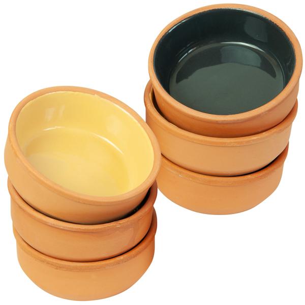 Tapas bowls 6-piece set made of terracotta, tapas set in 3 colors, each 12 x 12 x 4 cm